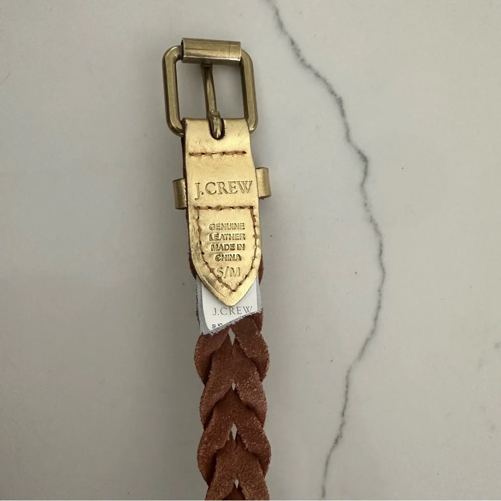 J. Crew Metallic Braided Leather Belt in Gold Size Small/Medium - Picture 4 of 8